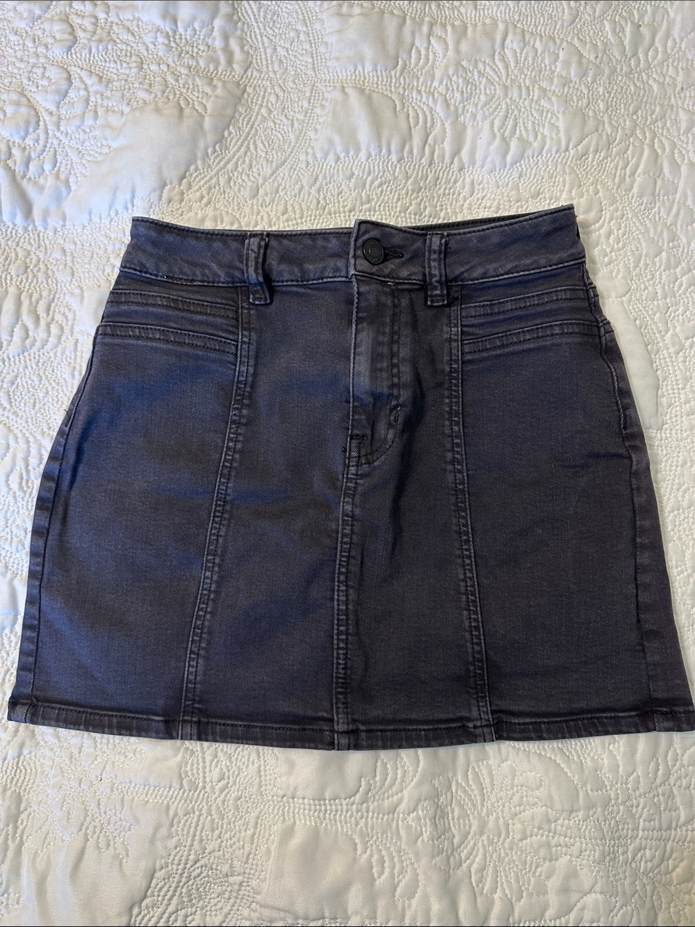 PacSun Charcoal Black Denim Mini Skirt with Panel Seams
